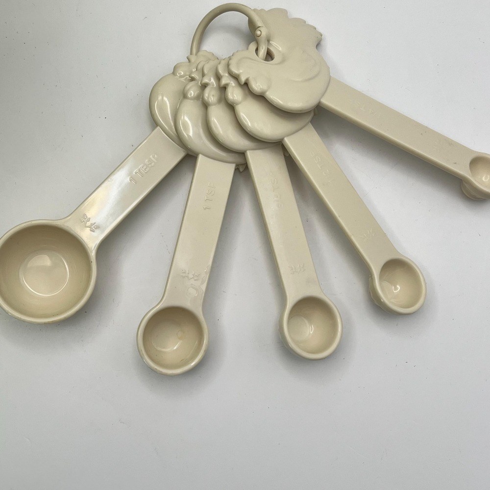 Vintage Rooster Measuring Spoon Set Paula Deen Style Farmhouse Kitchen Decor
